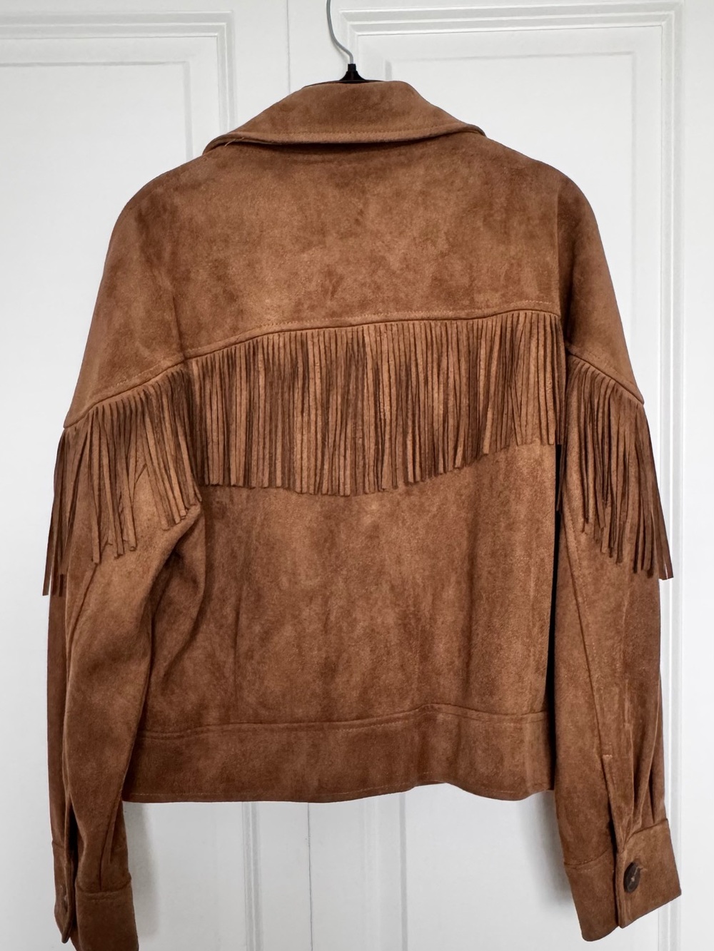 Zara Brown faux Suede Fringe Leather Jacket - Picture 3 of 6
